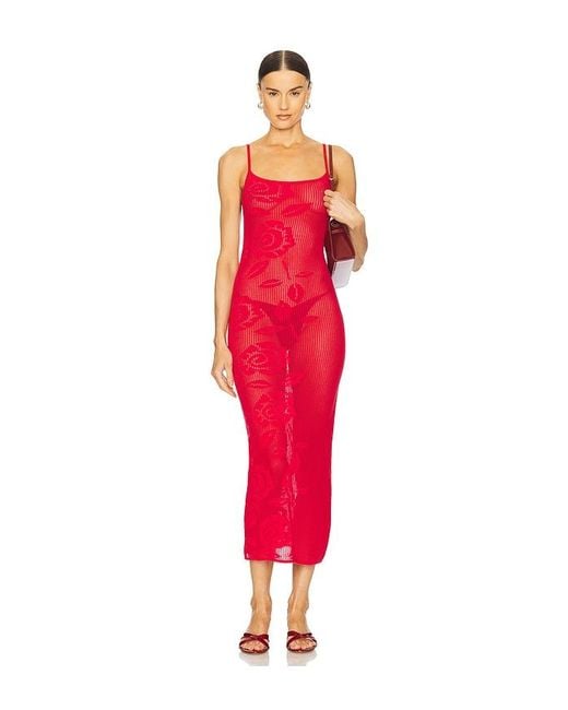 LOBA Red Orlando Midi Dress