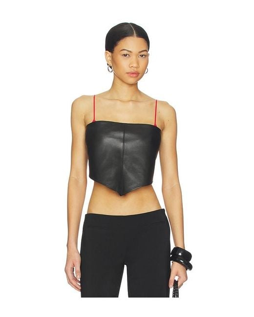 Ziah Black Leather Scarf