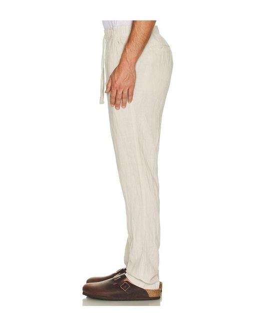 Faherty Brand White Linen Drawstring Pant for men