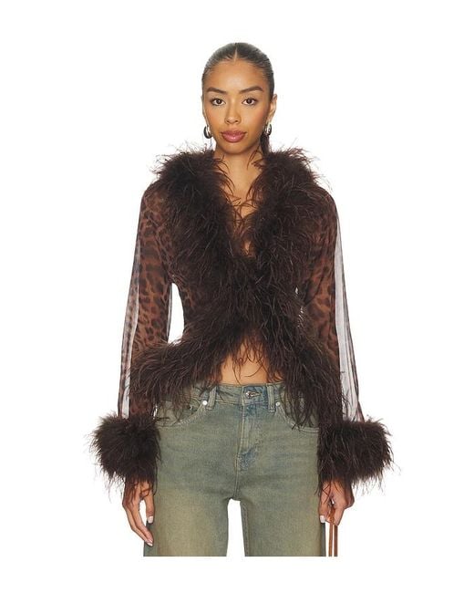 bubish Multicolor Gigi Sheer Feather Blouse Top