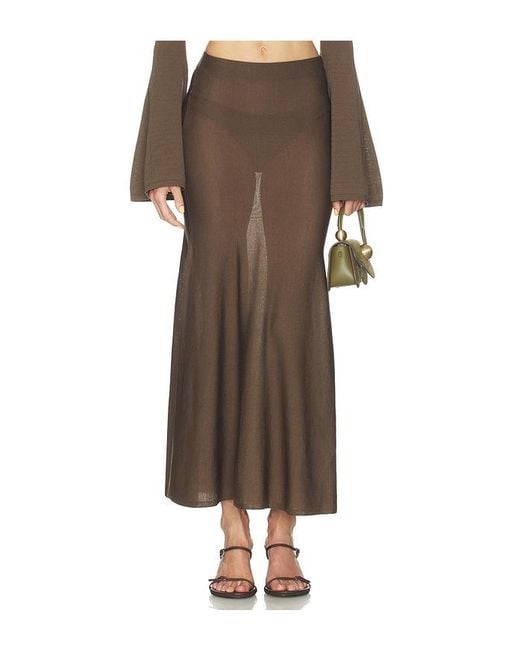 Lovers + Friends Natural Paisleigh Knit Midi Skirt