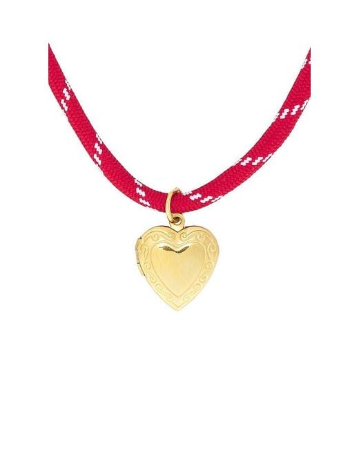 petit moments Red Locket Charm Paracord Necklace