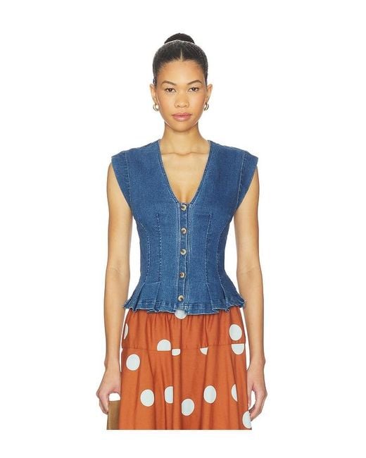Free People Blue Dylan Denim Vest