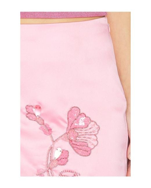 Des Phemmes Pink Side Slit Midi Skirt