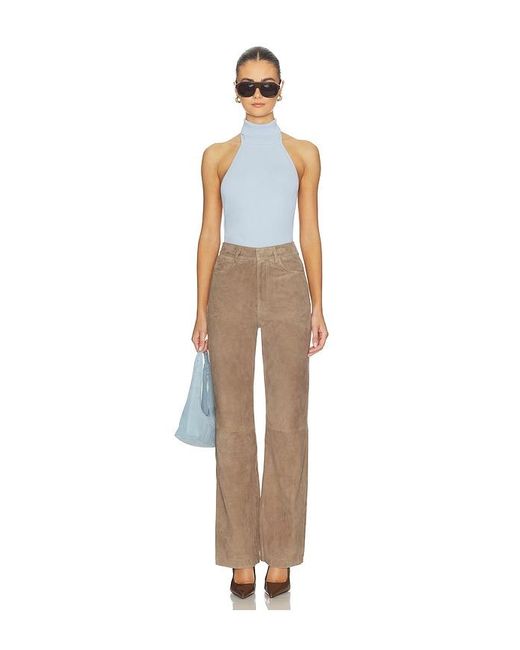 ROTATE BIRGER CHRISTENSEN Natural Straight Suede Pants