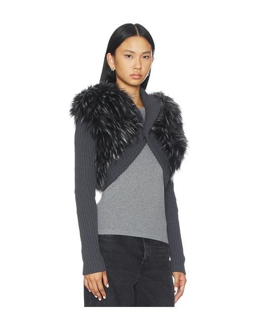 Jaded London Knit Faux Fur Shrug in Black | Lyst UK