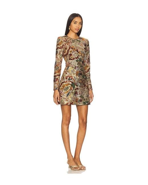 Nadine Merabi Natural Camile Embellished Sequin Long Sleeve Mini Dress