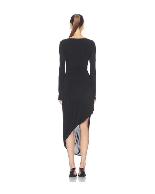 Helmut Lang Black Drape Long Sleeve Dress