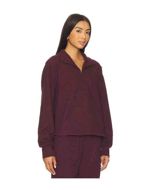 Bobi Purple Half Zip Funnel Neck Sweatshirt