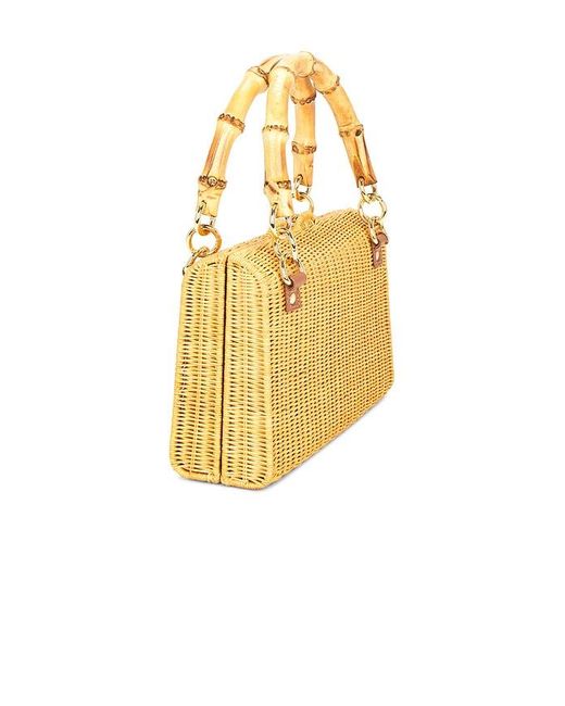 Serpui Metallic Valentina Wicker Top Handle Bag