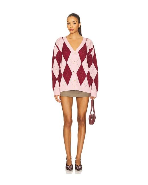 MORE TO COME Red Josie Argyle Cardigan