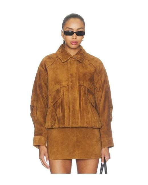 AEXAE Brown Leather Suede Rr Jacket