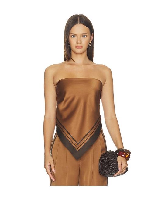 SER.O.YA Brown Hark Satin Top