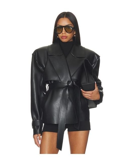 Naked Wardrobe Black Faux Leather Trench Jacket