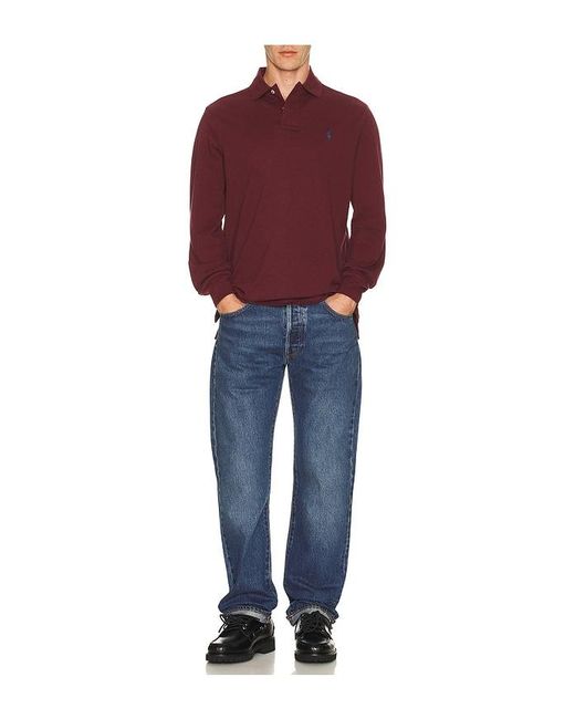 Polo Ralph Lauren Red Long Sleeve Mesh Polo for men