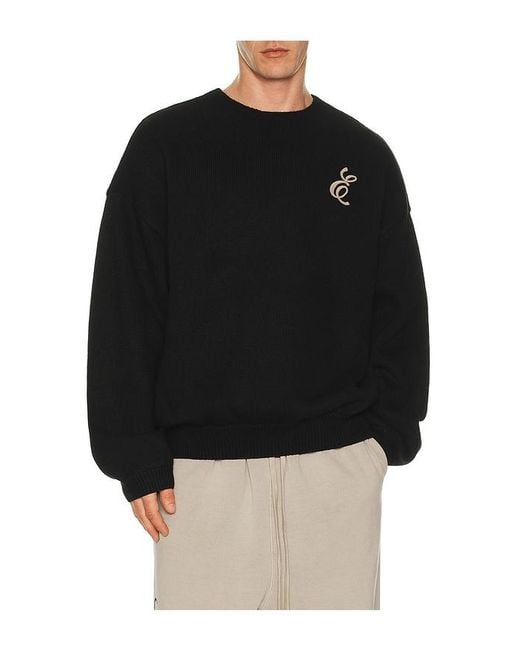 Fear Of God Black Waffle Crewneck Sweater for men