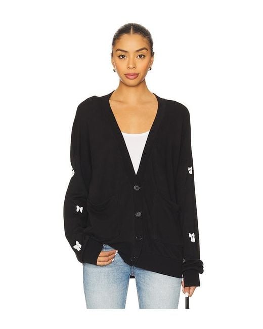 Lauren Moshi Black Puff Bow Cardigan