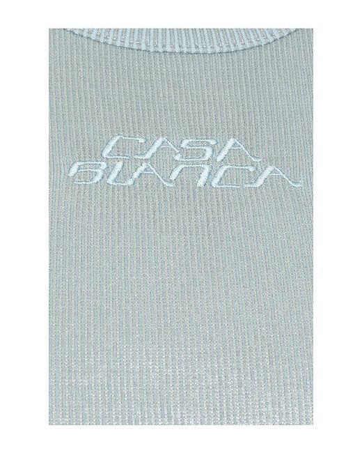 Casablanca Blue Ribbed Plated Tank Top