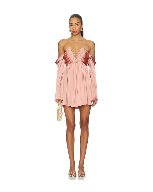 MORE TO COME Pink Regina Off Shoulder Dress
