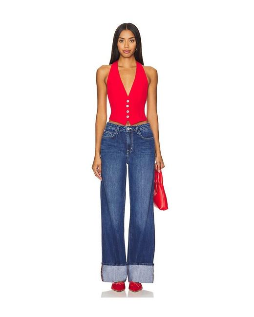 L'Agence Blue Miley Wide Leg Jeans