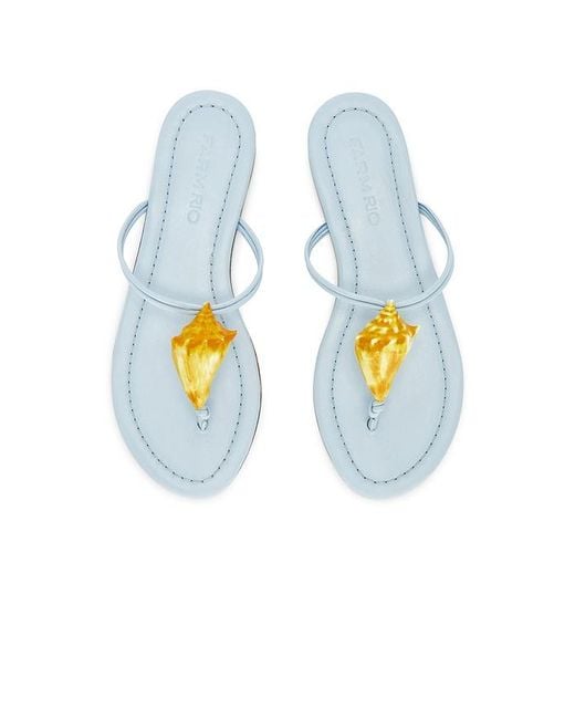 Farm Rio White Shell Flat Sandal
