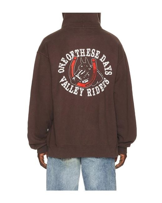 One Of These Days Brown Valley Riders Zip Up Hoodie for men