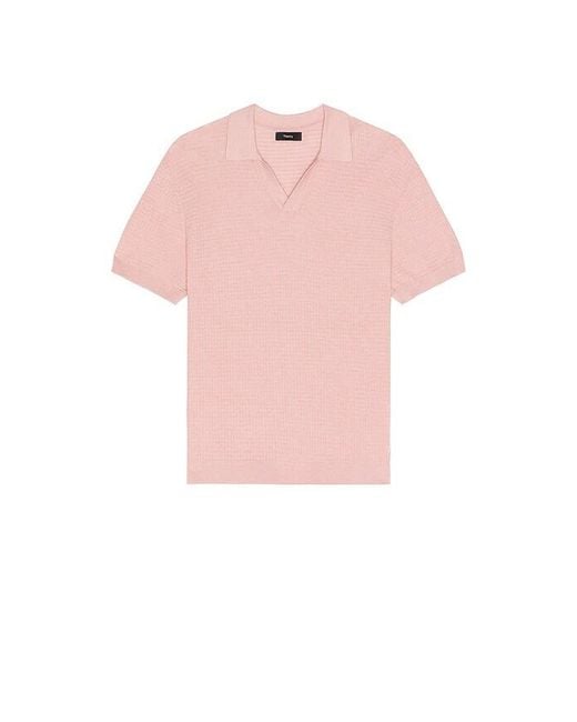Theory Pink Brenan Pacific Linen Polo for men