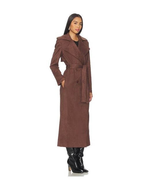 Bardot Brown Kira Faux Suede Trench Coat