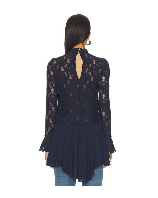 Free People Blue First Crush Lace Tunic