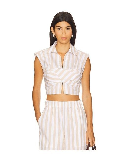 Jonathan Simkhai Multicolor Emie Cropped Box Sleeve Top