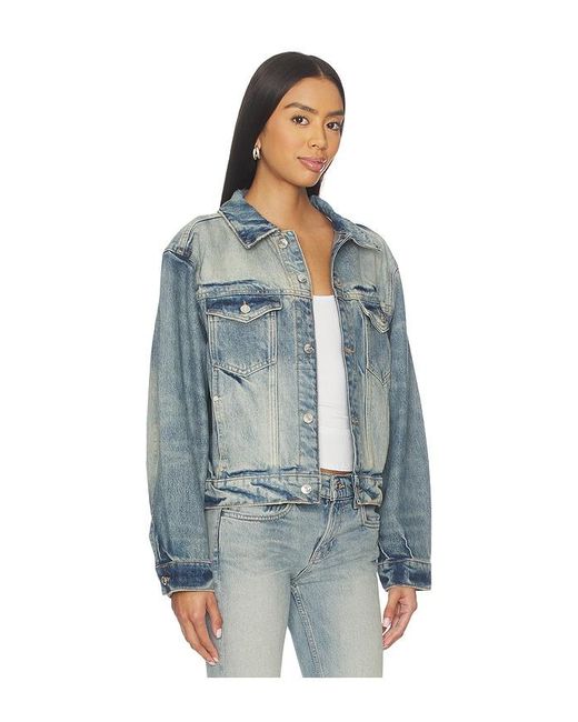 EB DENIM Blue Varsity Trucker Denim Jacket