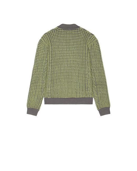 Isa Boulder Green Bubble Terry Towel Cardigan for men