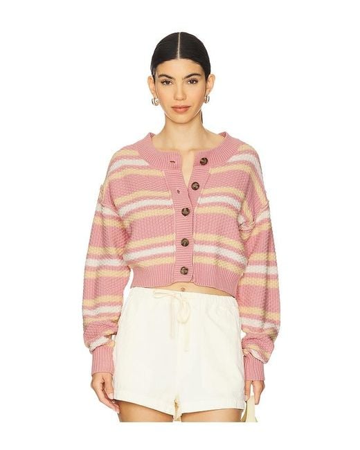 Free People Pink Lila Stripe Cardi