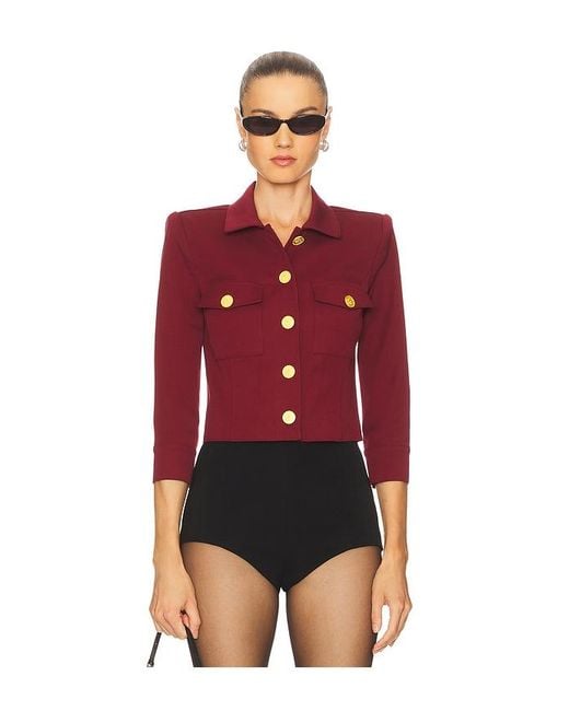 L'Agence Red Kumi Cropped Fitted Jacket