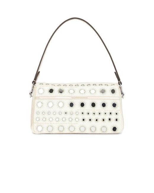 Tory Burch White Charlie Embellished Small Shoulder Bag