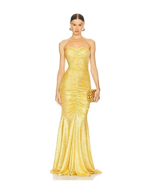 Norma Kamali Yellow Strapless Fishtail Gown