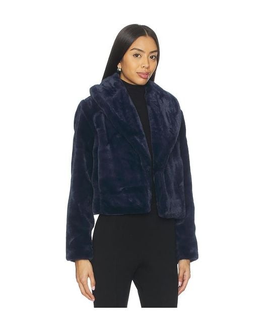 Blank NYC Blue Cropped Faux Fur Coat