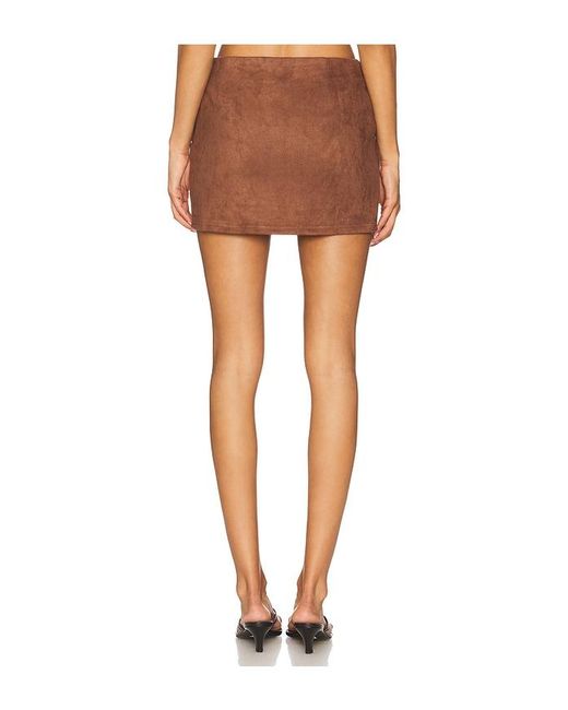 superdown Brown Patsie Faux Suede Mini Skirt
