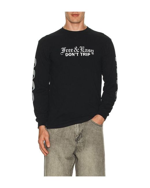 Free & Easy Black On Hood Long Sleeve Tee for men