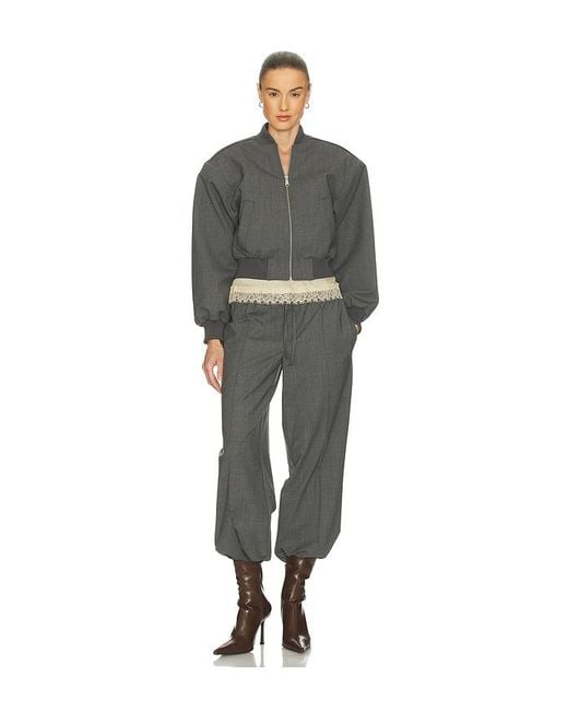 Helsa Gray Wool Blend Bomber Jacket