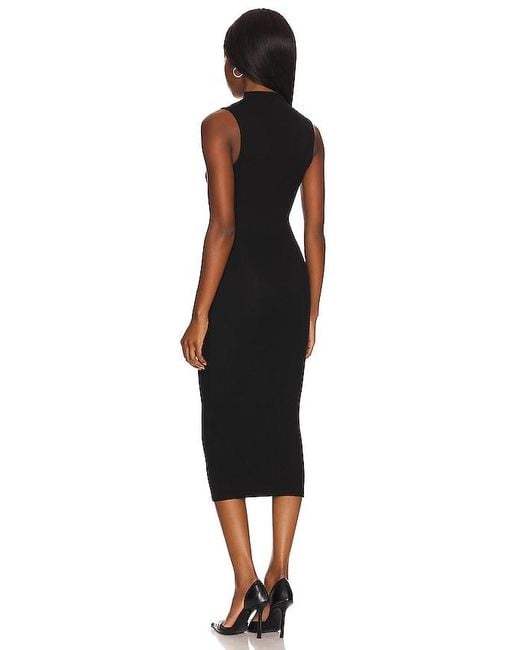 Enza Costa Black Silk Knit Sleeveless Twist Midi Dress