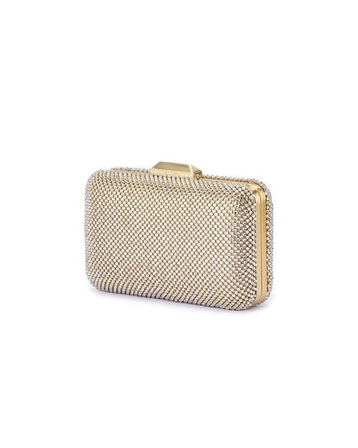 Olga Berg Natural Ronny Crystal Mesh Clutch