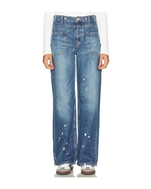 Free People Blue X We The Free Palmer Cuffed Wide Leg Jeans