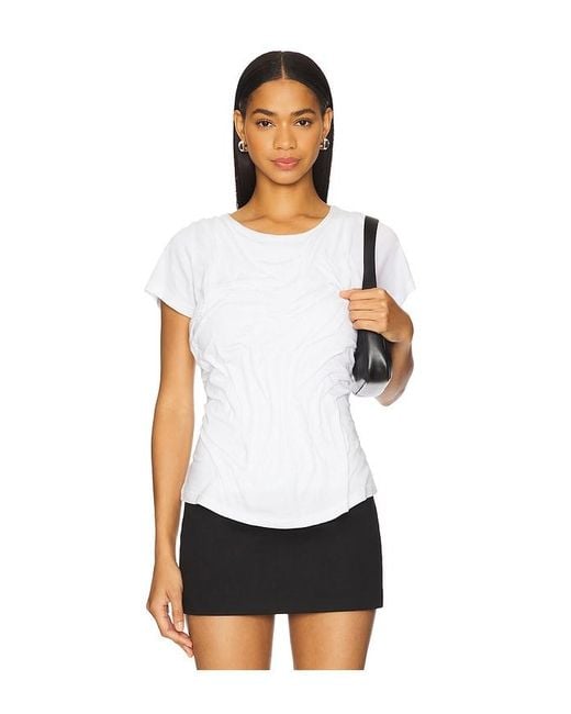 DI PETSA White Wetlook Draped T-Shirt