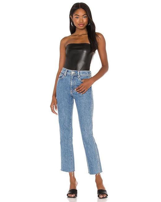 Susana Monaco Black Faux Leather Tube Top