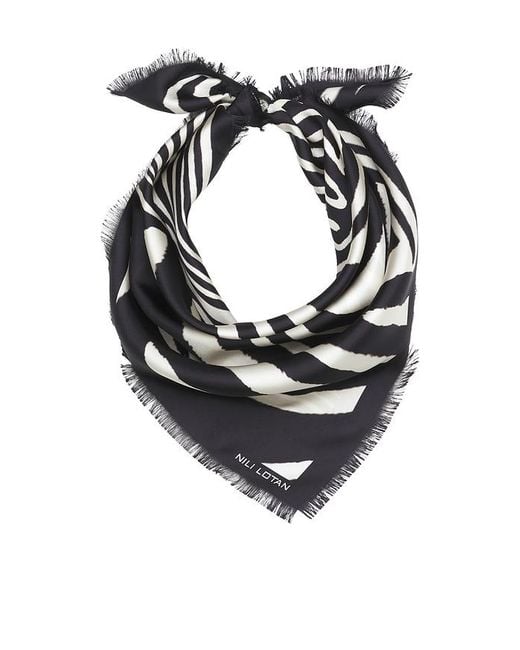 Nili Lotan Black Zebra Twill Scarf