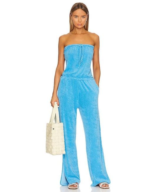 Monrow Blue Bandeau Jumpsuit