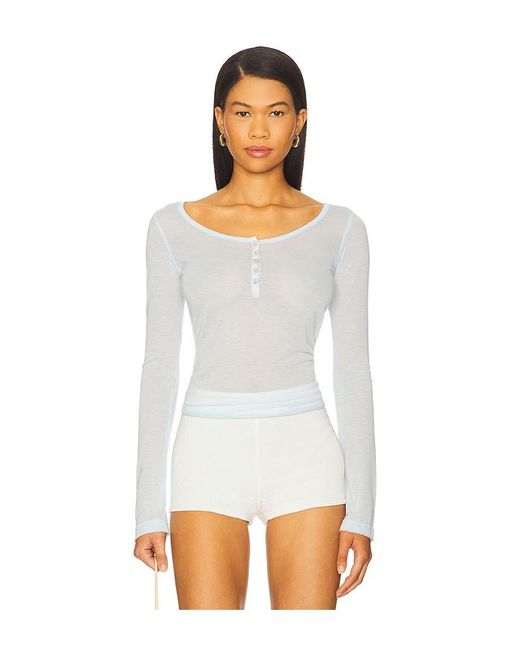 Jaded London Button Down Henley Top White