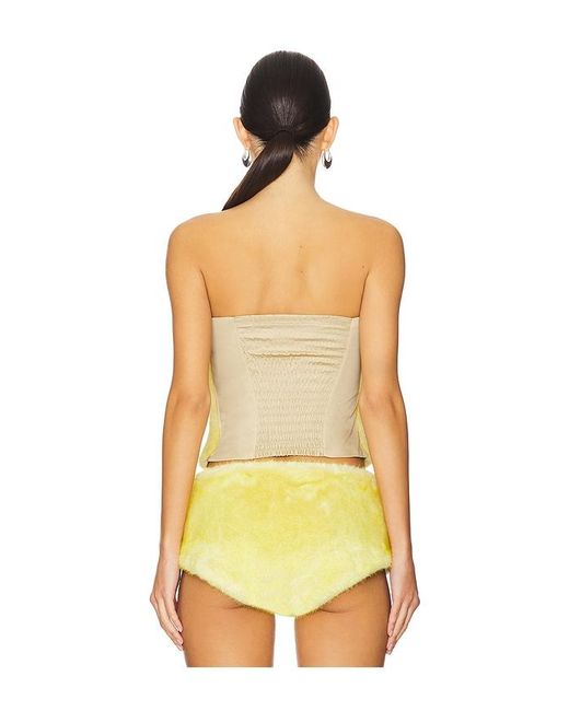 CULTNAKED Yellow Power Faux Fur Bandeau Top