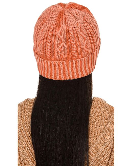 Free People Cotton Stormi Washed Cable Beanie in Chestnut (Brown 